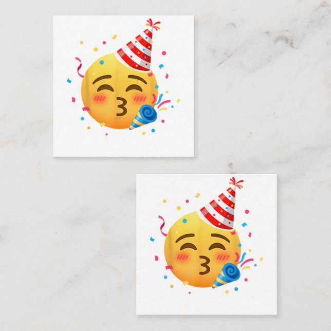 Tarjeta De Visita Cuadrada Funny Emoticon Party (Anverso / Reverso)