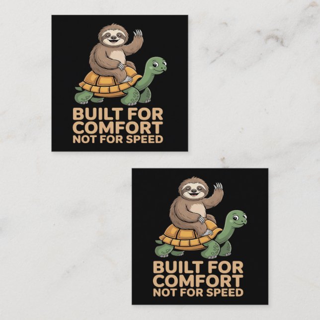 Tarjeta De Visita Cuadrada Funny Sloth Riding Turtle (Anverso / Reverso)
