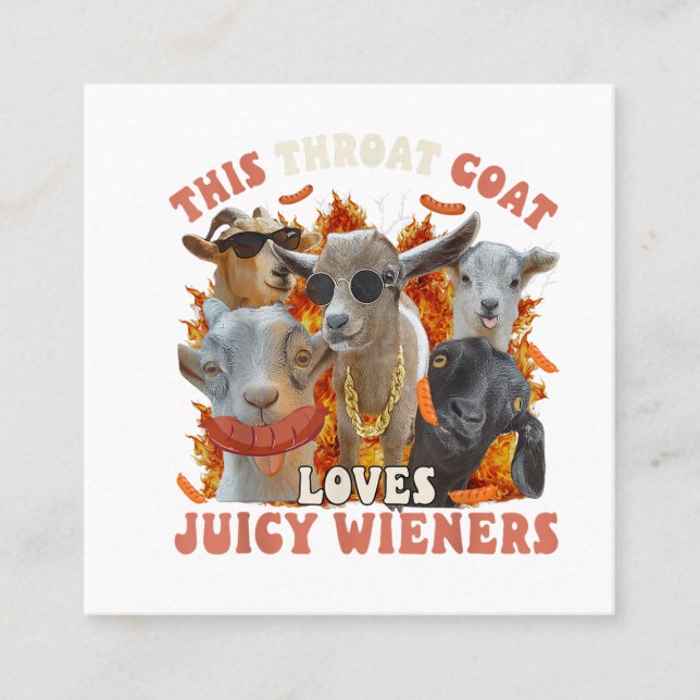 Tarjeta De Visita Cuadrada Funny Throat Goat Swallows Juicy Business Card (Anverso)