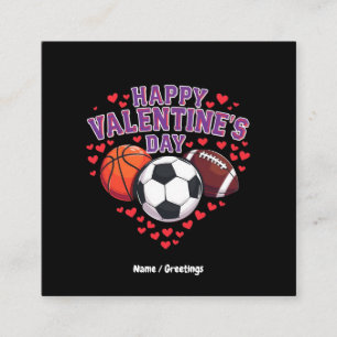Tarjeta De Visita Cuadrada Fútbol de Béisbol Feliz Día de San Valentín
