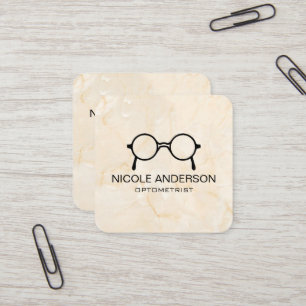 Tarjeta De Visita Cuadrada Gafas de optometrista de mármol rosa