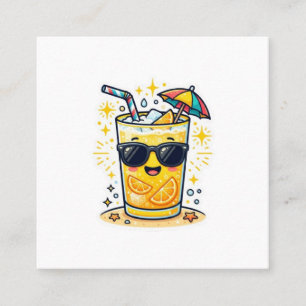 Tarjeta De Visita Cuadrada Gafas de sol refrescantes de verano tropical kawai