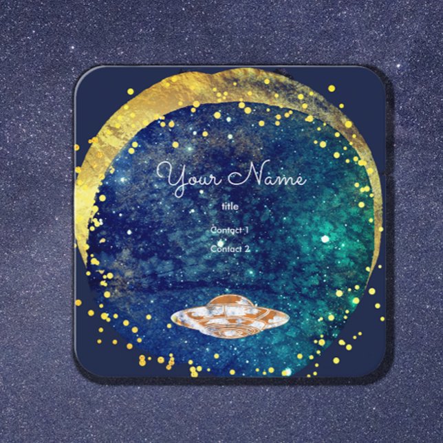Tarjeta De Visita Cuadrada Galaxia artística del platillo volador (Subido por el creador)