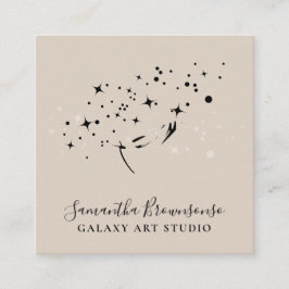 Tarjeta De Visita Cuadrada Galaxia de Planeta Femenino de Reiki Espiritual Ma