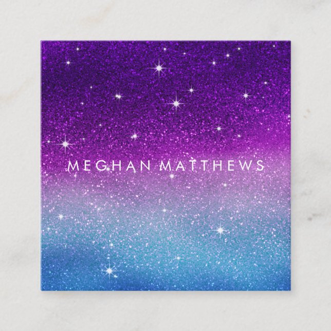 Tarjeta De Visita Cuadrada Galaxy Sparkle Beauty Stylist Square Business Car (Anverso)