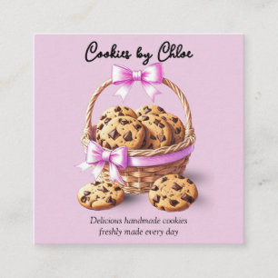 Tarjeta De Visita Cuadrada Galletas con chispas de chocolate en una cesta con