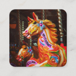 Tarjeta De Visita Cuadrada Gallopers (Caballos de Fairground)