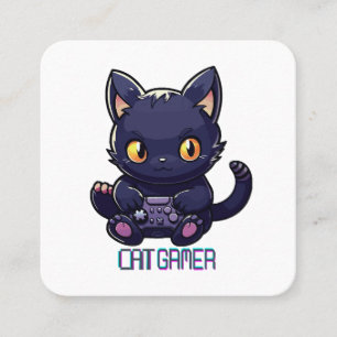 Tarjeta De Visita Cuadrada Gamer de gatos