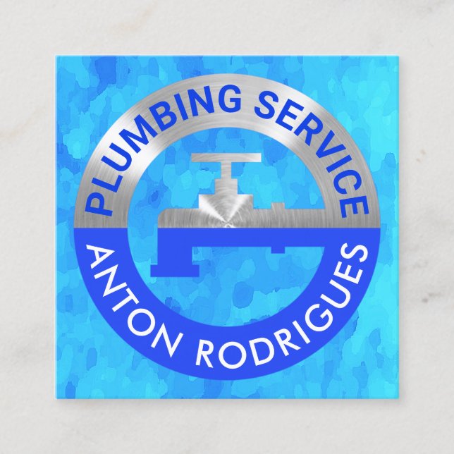 Tarjeta De Visita Cuadrada Gasoducto De Faucetos Plateados En Aguas Grunges A (Anverso)