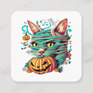 Tarjeta De Visita Cuadrada Gata Momia Divertida Halloween