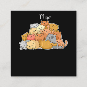 Tarjeta De Visita Cuadrada gatito kawaii anime japonés adoradores lindos y co