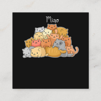 Tarjeta De Visita Cuadrada gatito kawaii anime japonés adoradores lindos y co