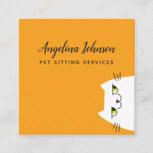 Tarjeta De Visita Cuadrada Gato blanco divertido