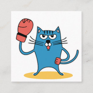 Tarjeta De Visita Cuadrada Gato con guantes de boxeo