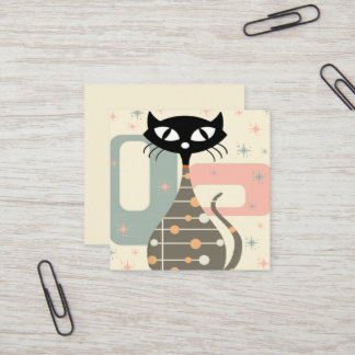 Tarjeta De Visita Cuadrada Gato de mediados del siglo