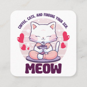 Tarjeta De Visita Cuadrada Gato de meditación - Gato Kawaii