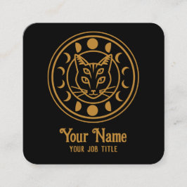 Tarjeta De Visita Cuadrada Gato Fases de Brujería en la Luna