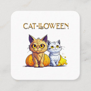 Tarjeta De Visita Cuadrada Gato Halloween 