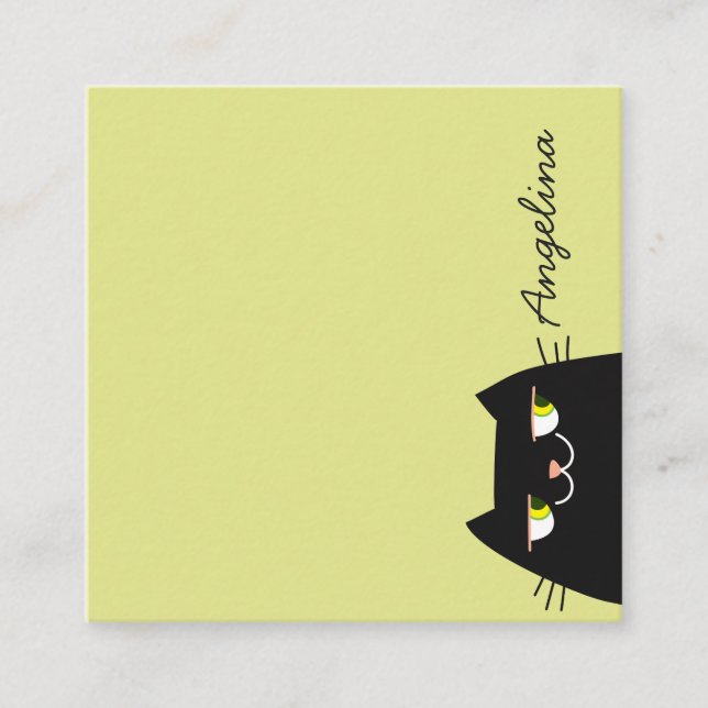 Tarjeta De Visita Cuadrada Gato Negro (Anverso)