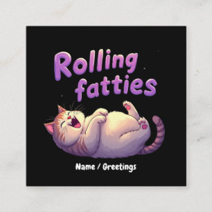 Tarjeta De Visita Cuadrada Gatos Gorditos Rodantes Meme de Gato Divertido y L