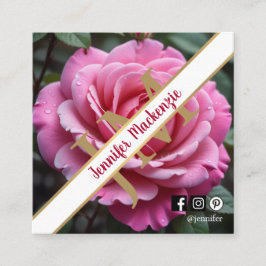 Tarjeta De Visita Cuadrada Generación de IA rosa rosa bonito