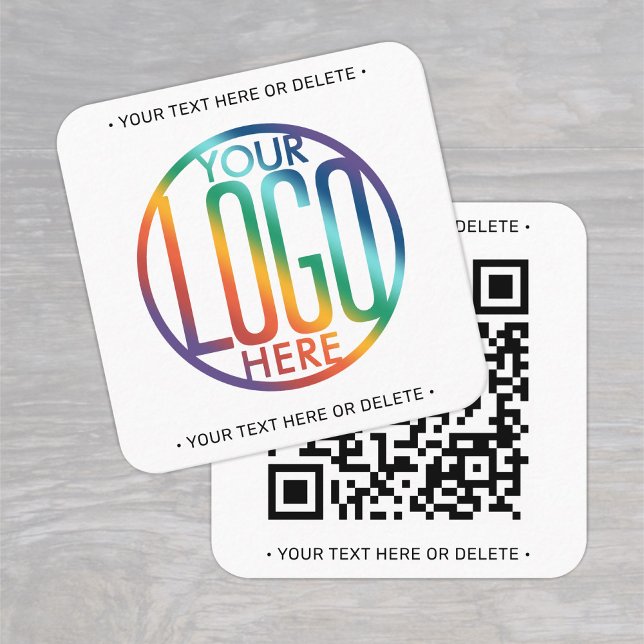 Tarjeta De Visita Cuadrada Generador de código QR y logotipo blanco Minimalis (Subido por el creador)