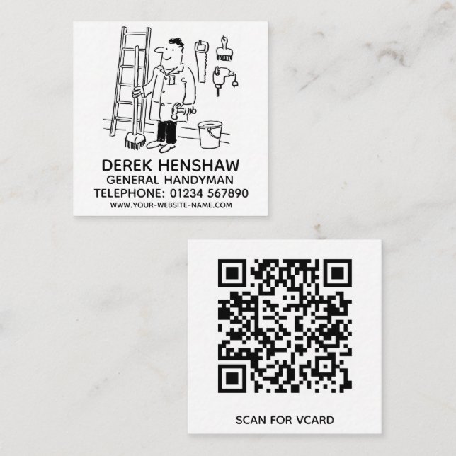 Tarjeta De Visita Cuadrada General Handyman Square Business Card (Anverso / Reverso)