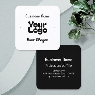 Tarjeta De Visita Cuadrada Genial Retro-Moderno Blanco y Negro