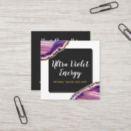 Tarjeta De Visita Cuadrada Geode Agate Slice Gemstone Ultra Violeta Púrpura