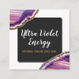 Tarjeta De Visita Cuadrada Geode Agate Slice Gemstone Ultra Violeta Púrpura