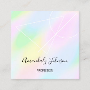 Tarjeta De Visita Cuadrada Geometría de los pasteles holográficos abstracto