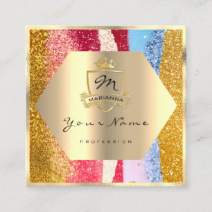 Tarjeta De Visita Cuadrada Geometría de maquillaje profesional Monograma Rea
