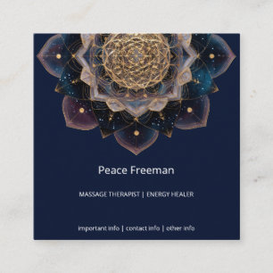 Tarjeta De Visita Cuadrada Geometría de Starseed   Diseño de Mandala
