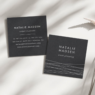 Tarjeta De Visita Cuadrada Geometría moderna   Negro