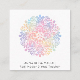 Tarjeta De Visita Cuadrada *~* Geometría sagrada Arcoiris Mandala Espiritual