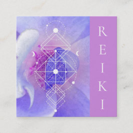 Tarjeta De Visita Cuadrada Geometría sagrada color de rosa azul cósmica de la