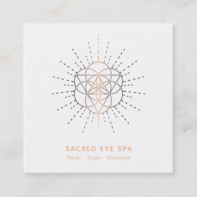 Tarjeta De Visita Cuadrada *~* Geometría sagrada de alquimia cósmica del cham (Anverso)