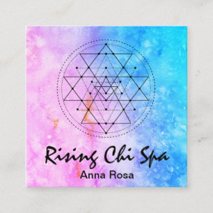 Tarjeta De Visita Cuadrada ** Geometría sagrada de Reiki Yoga acuarela