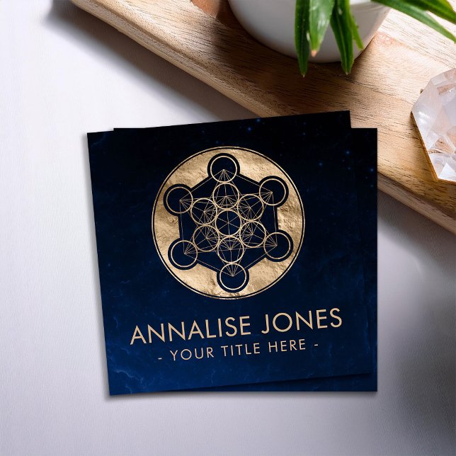 Tarjeta De Visita Cuadrada Geometría sagrada del cubo de Metatron (Subido por el creador)