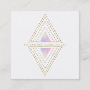 Tarjeta De Visita Cuadrada *~* Geometría sagrada Geométrica Gold 2 triángu