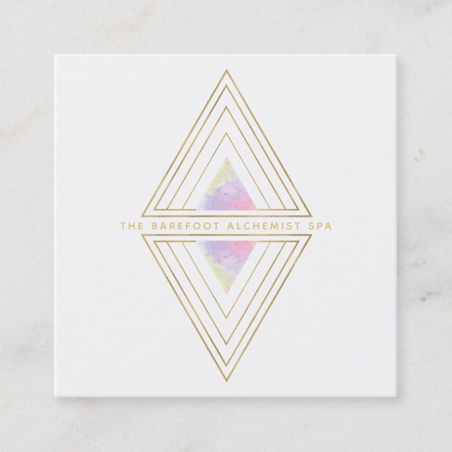 Tarjeta De Visita Cuadrada *~* Geometría sagrada Geométrica Gold 2 triángulos (Anverso)