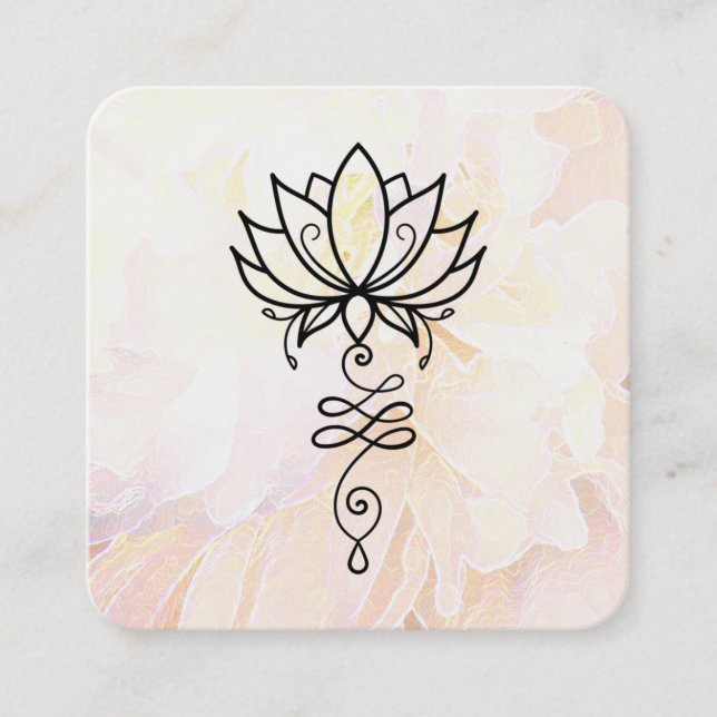 Tarjeta De Visita Cuadrada *~* Geometría sagrada Nirvana Floral Peony Yoga (Anverso)