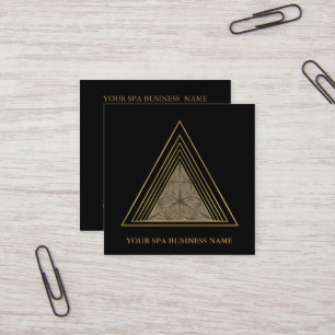 Tarjeta De Visita Cuadrada Geometría Sagrada Triángulo Dorado Colorido Minima