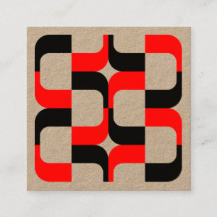 Tarjeta De Visita Cuadrada Geometric 020614 - Negro y Rojo