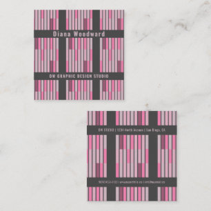 Tarjeta De Visita Cuadrada Geométrico Gris y Rosa Moderno