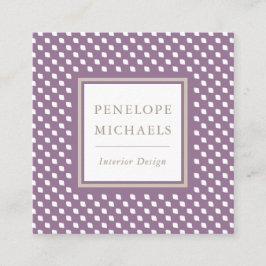 Tarjeta De Visita Cuadrada Geométrico morado y blanco de moda