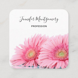 Tarjeta De Visita Cuadrada Gerbera rosa Daisies Elegante Plaza de la Foto