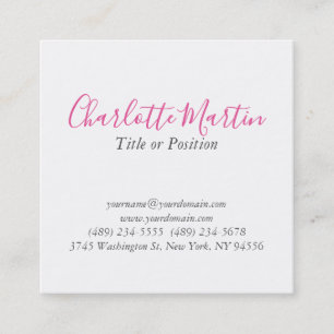 Tarjeta De Visita Cuadrada Gerente Consultor Jefe Blanco Rosa Profesional