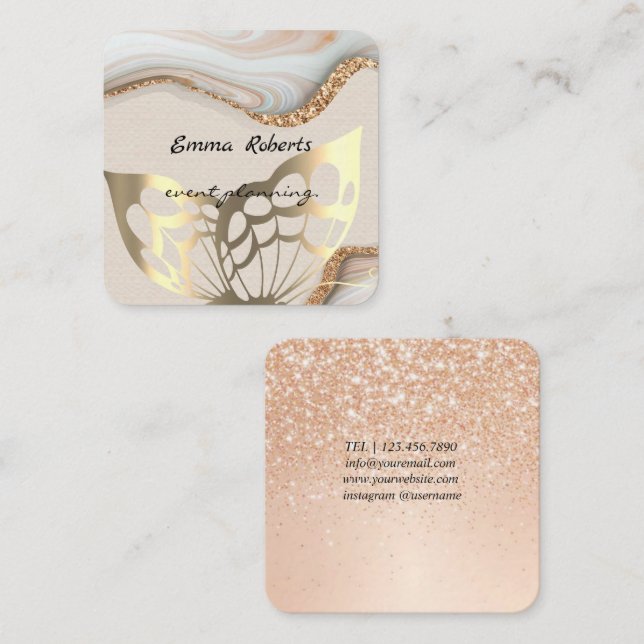 Tarjeta De Visita Cuadrada Gift Pink and White Glitter Modern Business card (Anverso / Reverso)