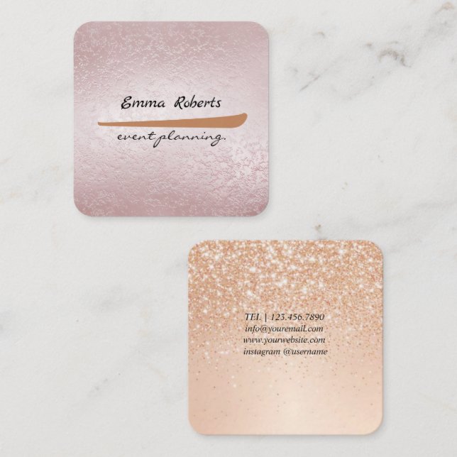 Tarjeta De Visita Cuadrada Gift Pink and White Glitter Modern Business card (Anverso / Reverso)